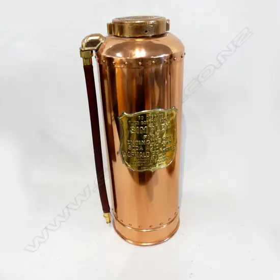 VINTAGE COPPER WORMALD BROS. SIMPLEX FIRE EXTINGUISHER H.510mm