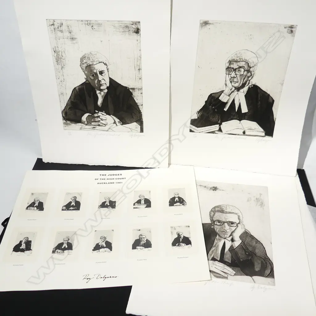 ROY DALGARNO FOLDER OF ten PRINTS 'The Judges of the High Court Auckland 1981' Image 1++