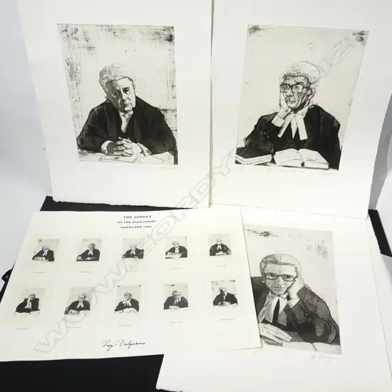 ROY DALGARNO FOLDER OF ten PRINTS 'The Judges of the High Court Auckland 1981'