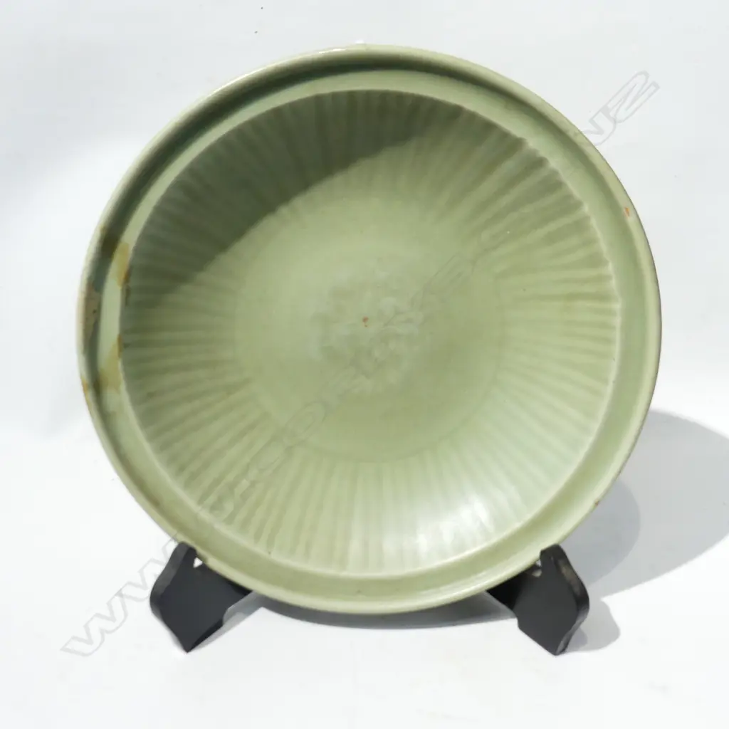 LG ORIENTAL CELADON BOWL (REPAIRED) 330mm dia + STAND Image 1++