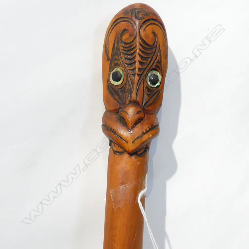 WOODEN MAORI PADDLE L.1185mm SIGNED A. NOPEU 2013 Image 1++