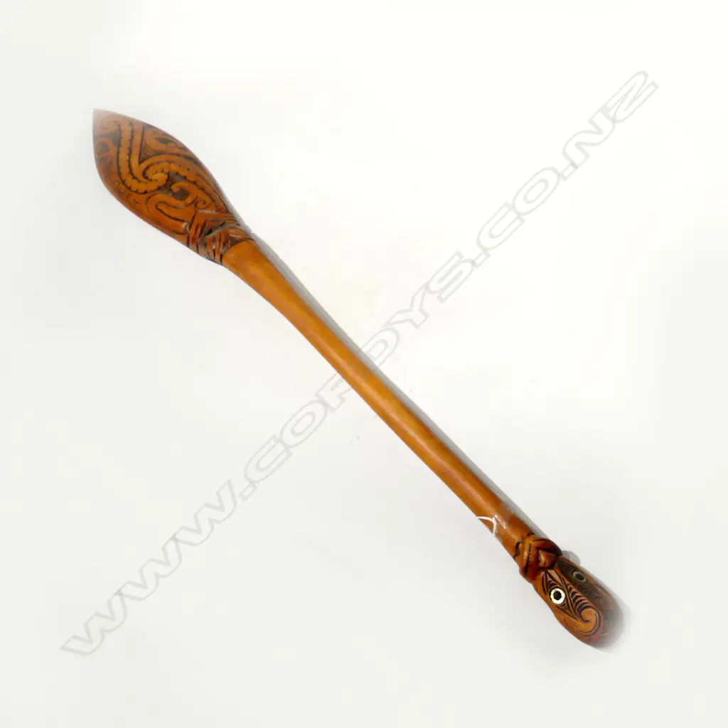 WOODEN MAORI PADDLE L.1185mm SIGNED A. NOPEU 2013 Image 1++