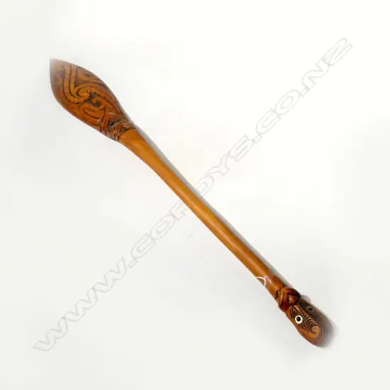 WOODEN MAORI PADDLE L.1185mm SIGNED A. NOPEU 2013