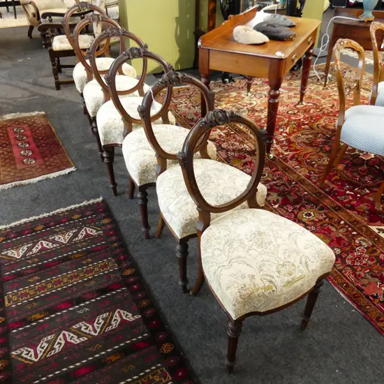 6 VICTORIAN BALLOON BACK DINING CHAIRS