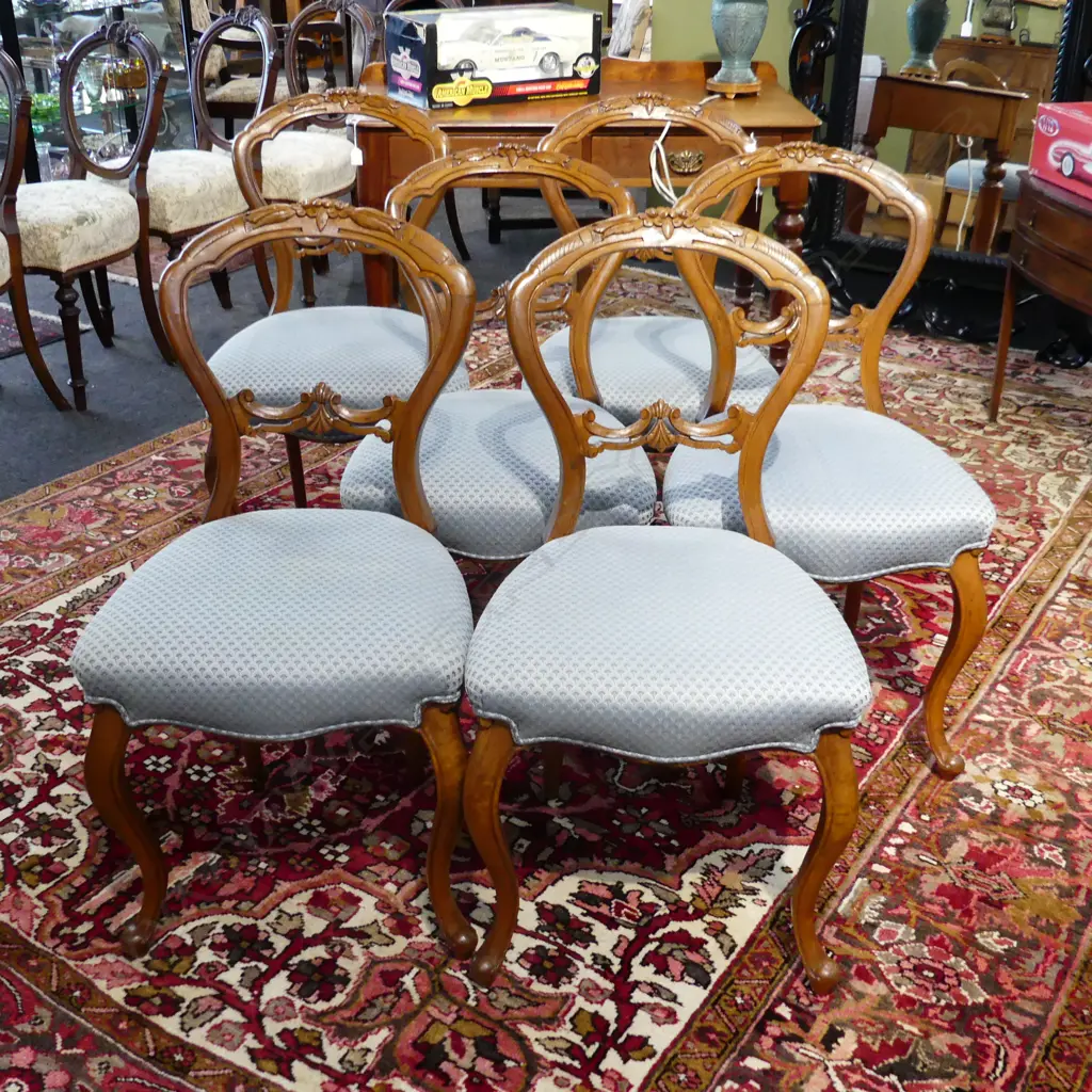 6 VICTORIAN BALLOON BACK DINING CHAIRS Image 1++