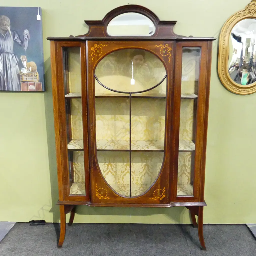 EDWARDIAN SHERATON REVIVAL DISPLAY CABINET 1065x365x1780mm Image 1++