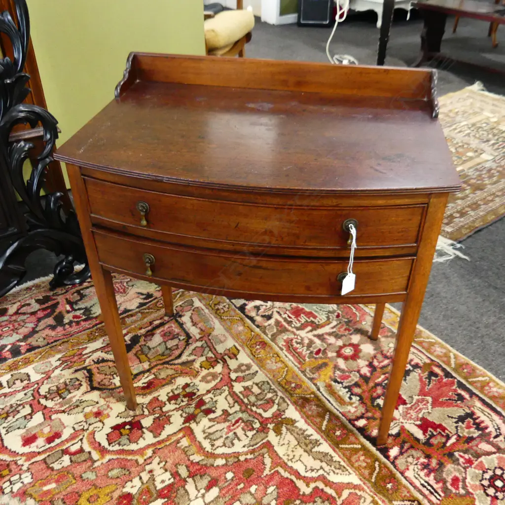 SMALL PROPORTIONED ANTIQUE MAHOGANY BOW FRONT WASH STAND / BEDSIDE DRAWERS 595x400x675mm Image 1++