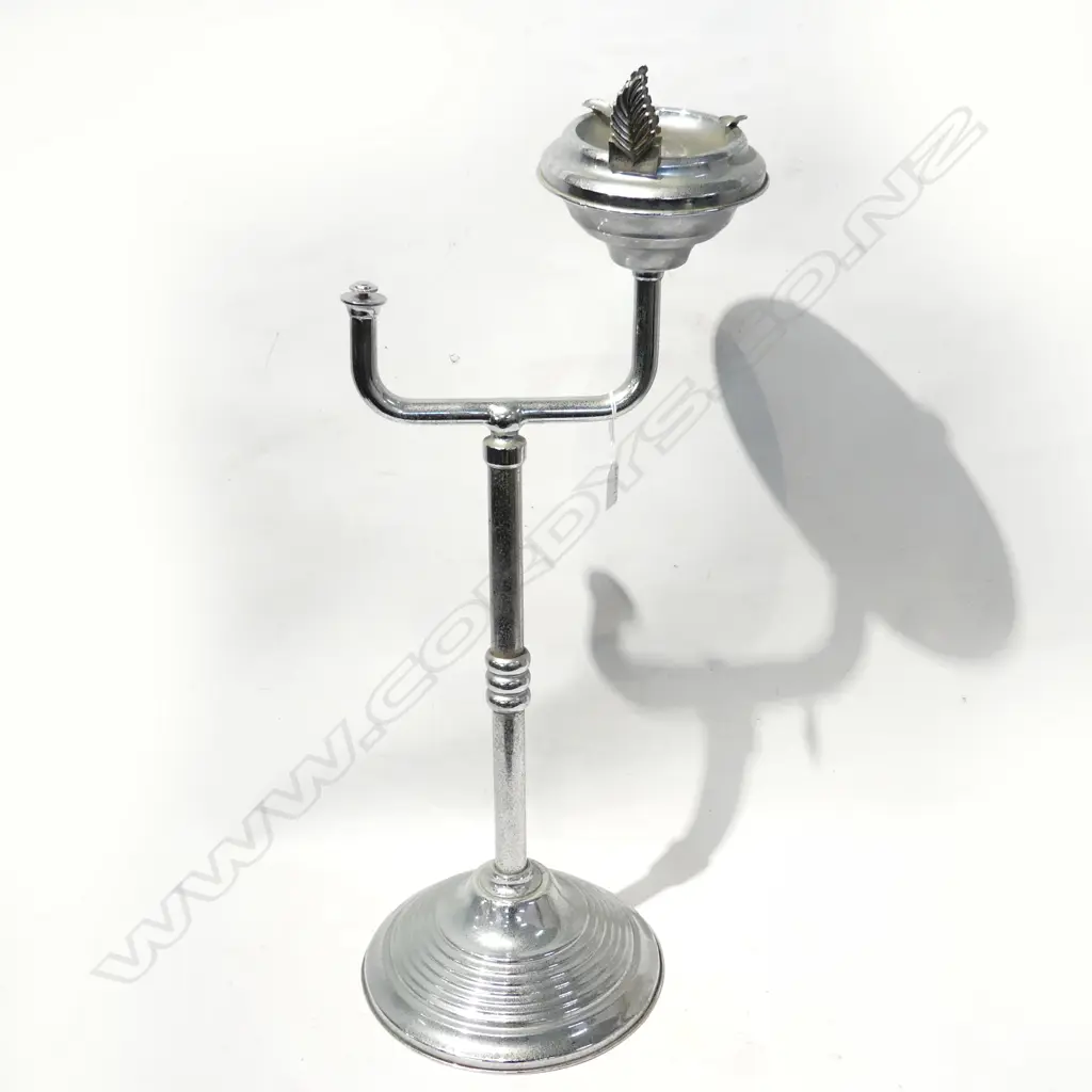 VINTAGE DECO CHROME CIGARETTE STAND H.740mm LACKS TRAY Image 1++