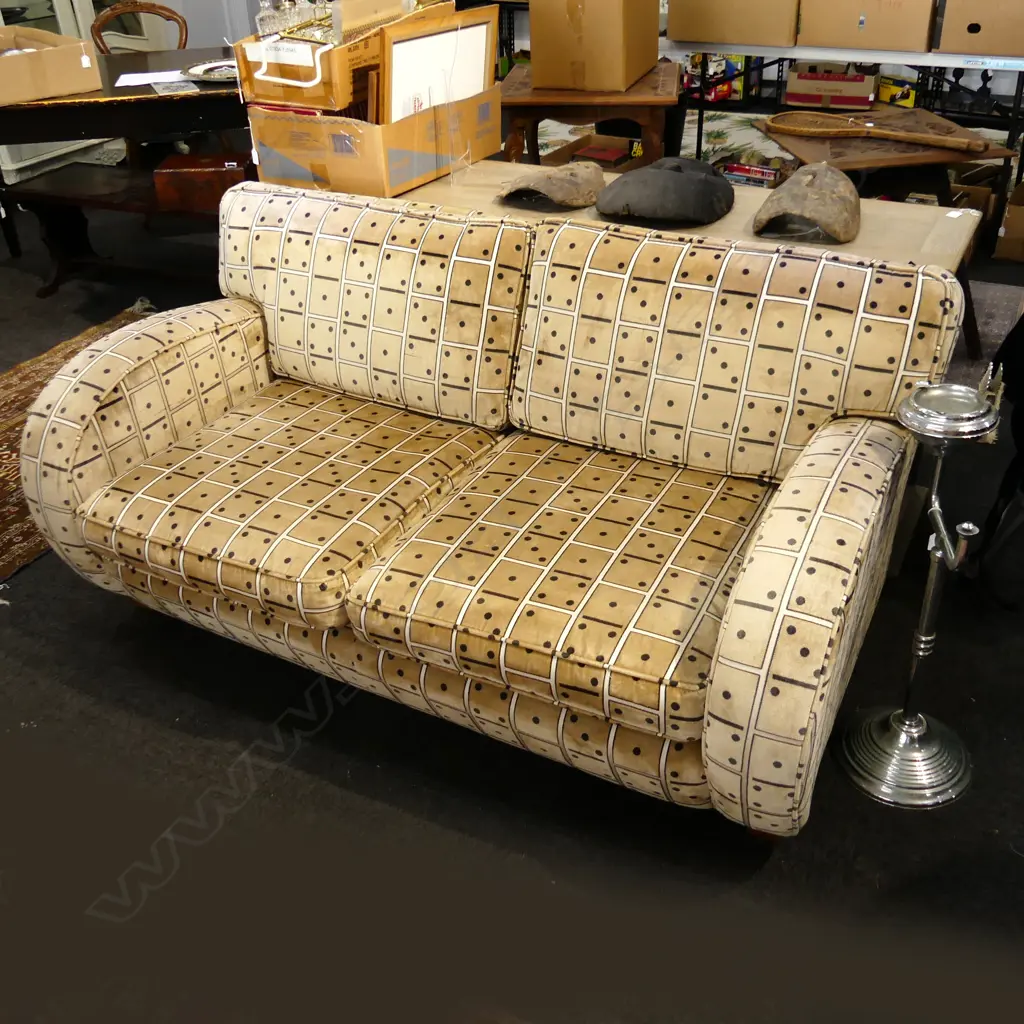 DECO STYLE SOFA IN DOMINO PATTERN UPHOLSTERY - minor fading 1600x900x800mm Image 1++