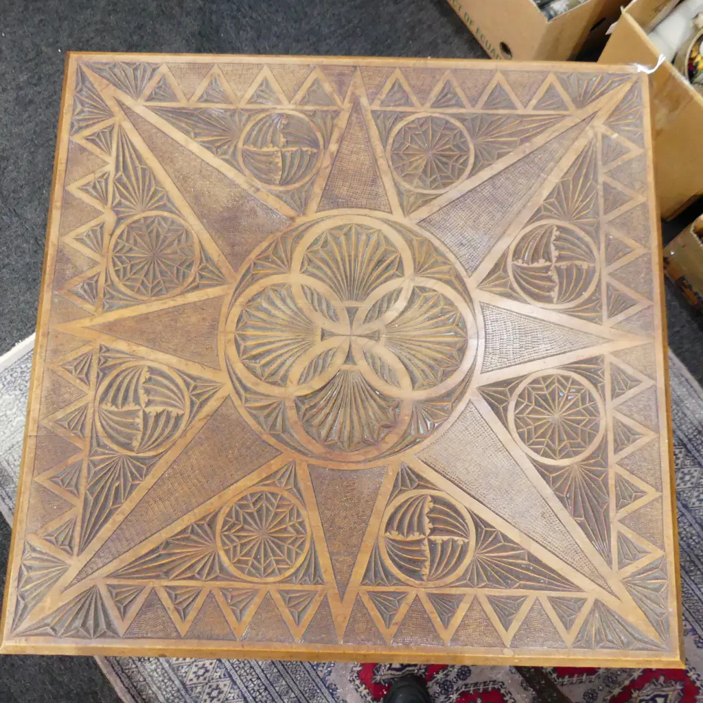 COLONIAL CHIP CARVED KAURI TABLE 605 X 580mm Image 1++