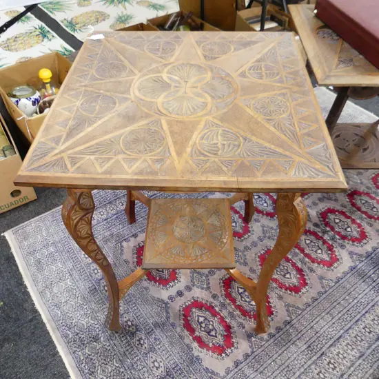 COLONIAL CHIP CARVED KAURI TABLE 605 X 580mm