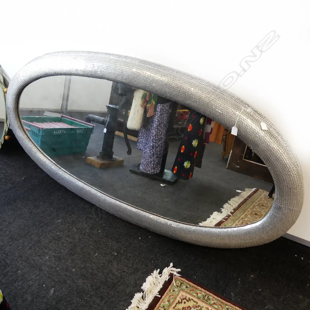 LG OVAL CHAIN MAIL FRAMED WALL MIRROR 1730 X 860mm Image 1++