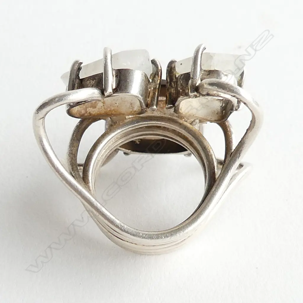 925, SMOKY QUARTZ and LABRADORITE RING 22 GRAMS Image 1++