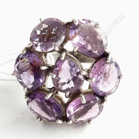 925 & PURPLE GEMSTONE RING 24 GRAMS SIZE R