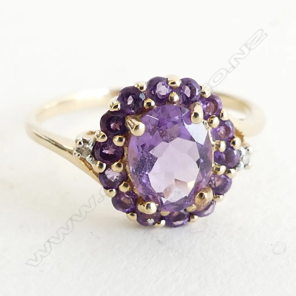 9CT PURPLE AMETHYST STONE RING 2.2 GRAMS SIZE P Image 1++