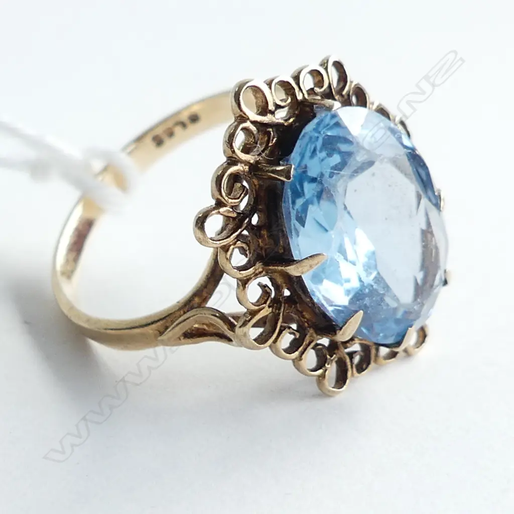9CT? BLUE STONE RING 3.5 GRAMS SIZE O Image 1++