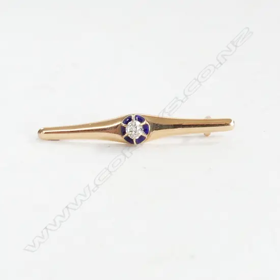 9CT AND 18CT GOLD AND DIAMOND BAR BROOCH 2.86gm