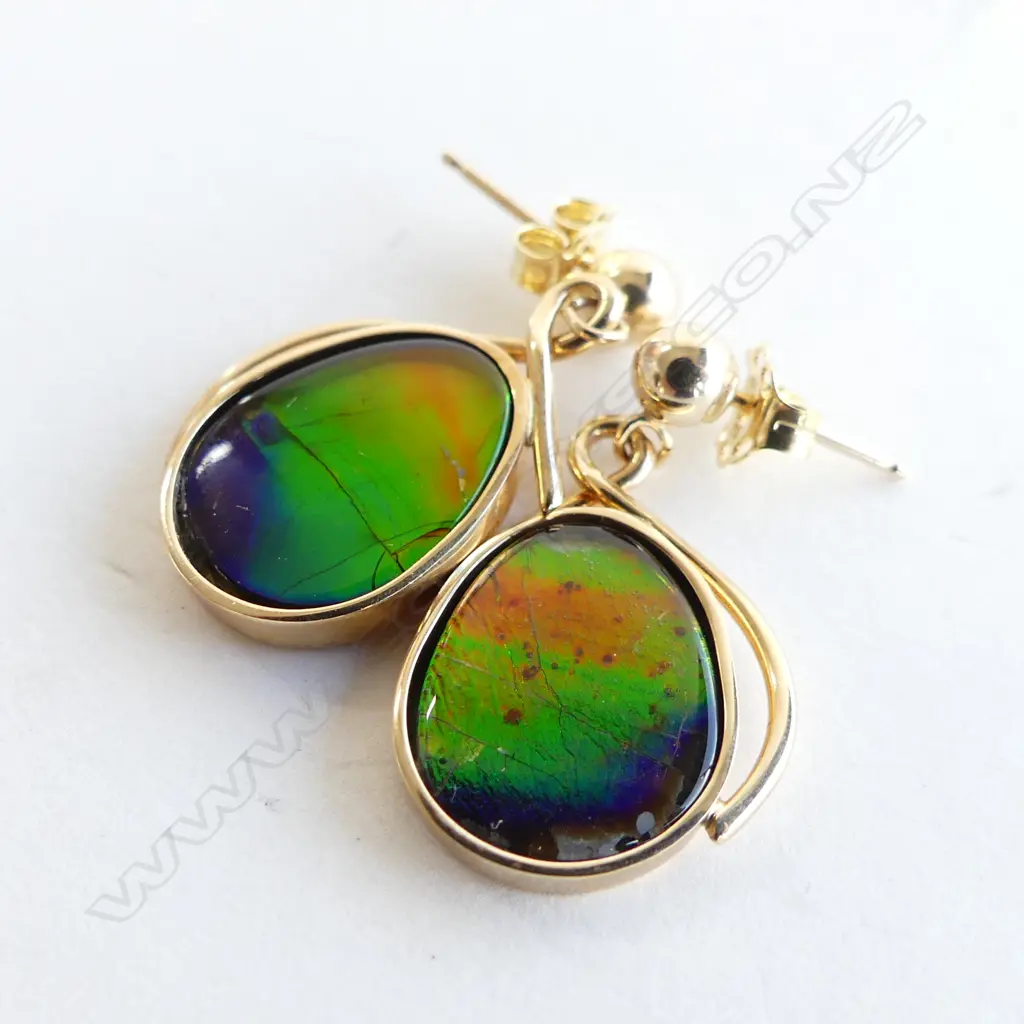 PR 14CT GOLD DROP EARRINGS WITH COLOURED STONES 4.3GMS Image 1++