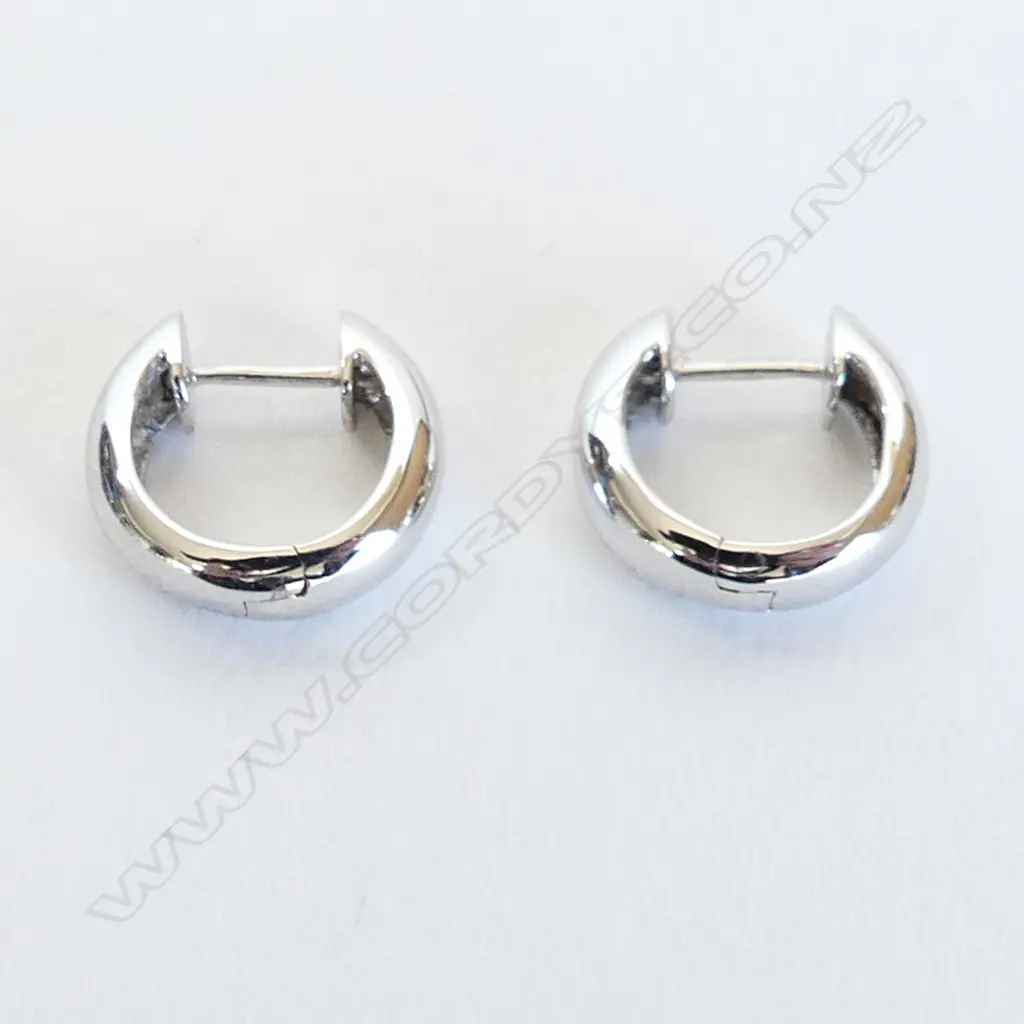 9CT WHITE GOLD SM HOOP EARRINGS, 2.2GMS Image 1++