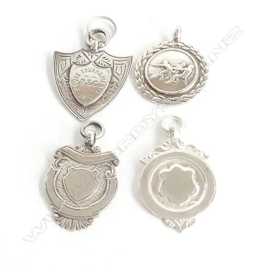  4 STERLING SILVER MEDALETTES,ENGLISH HALLMARKS 