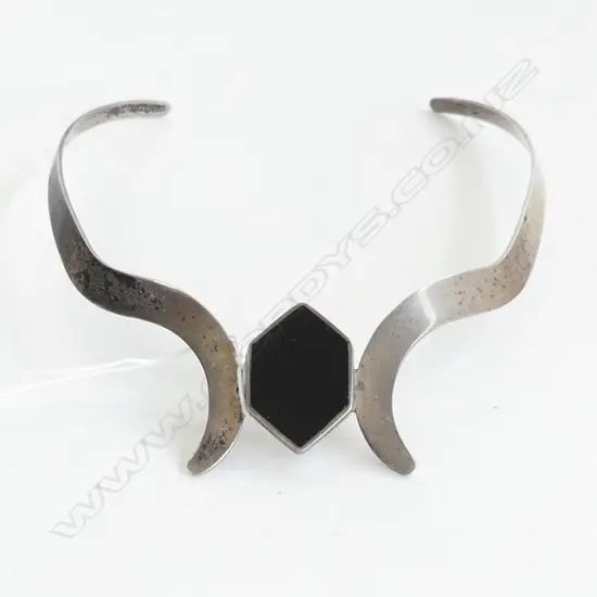 MEXICAN 925 SILVER & BLACK ONYX NECKLACE 46 GRAMS