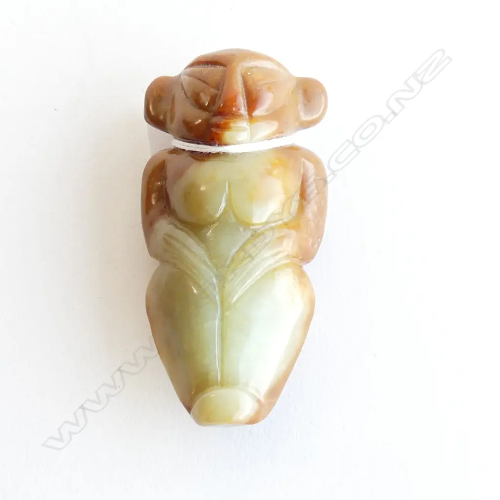 CHINESE CARVED JADE FIGURE STYLISED HUMAN FORM H.90mm Image 1++