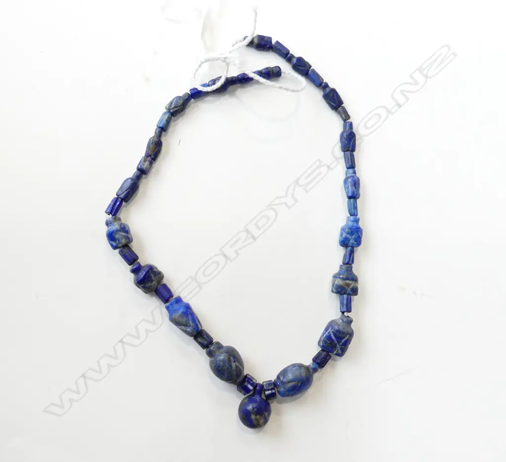 1980’S PESHAWAR HAND CUT LAPIS LAZULI BEADS ON STRING 440MM Image 1++