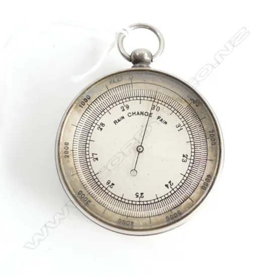  SILVER PLATED POCKET ALTITUDE BAROMETER EARLY 1900’S.