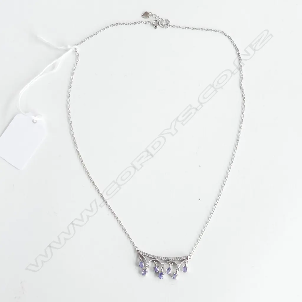 **RTV** TANZANITE & 925 SILVER PLATED NECKLACE Image 1++