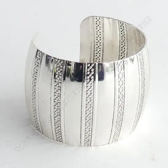WIDE SILVER PLATE CUFF BRACELET 