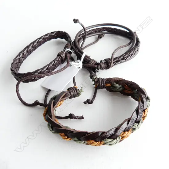 SET 3 ASSORTED HAND WOVEN CALF LEATHER BRACELETS