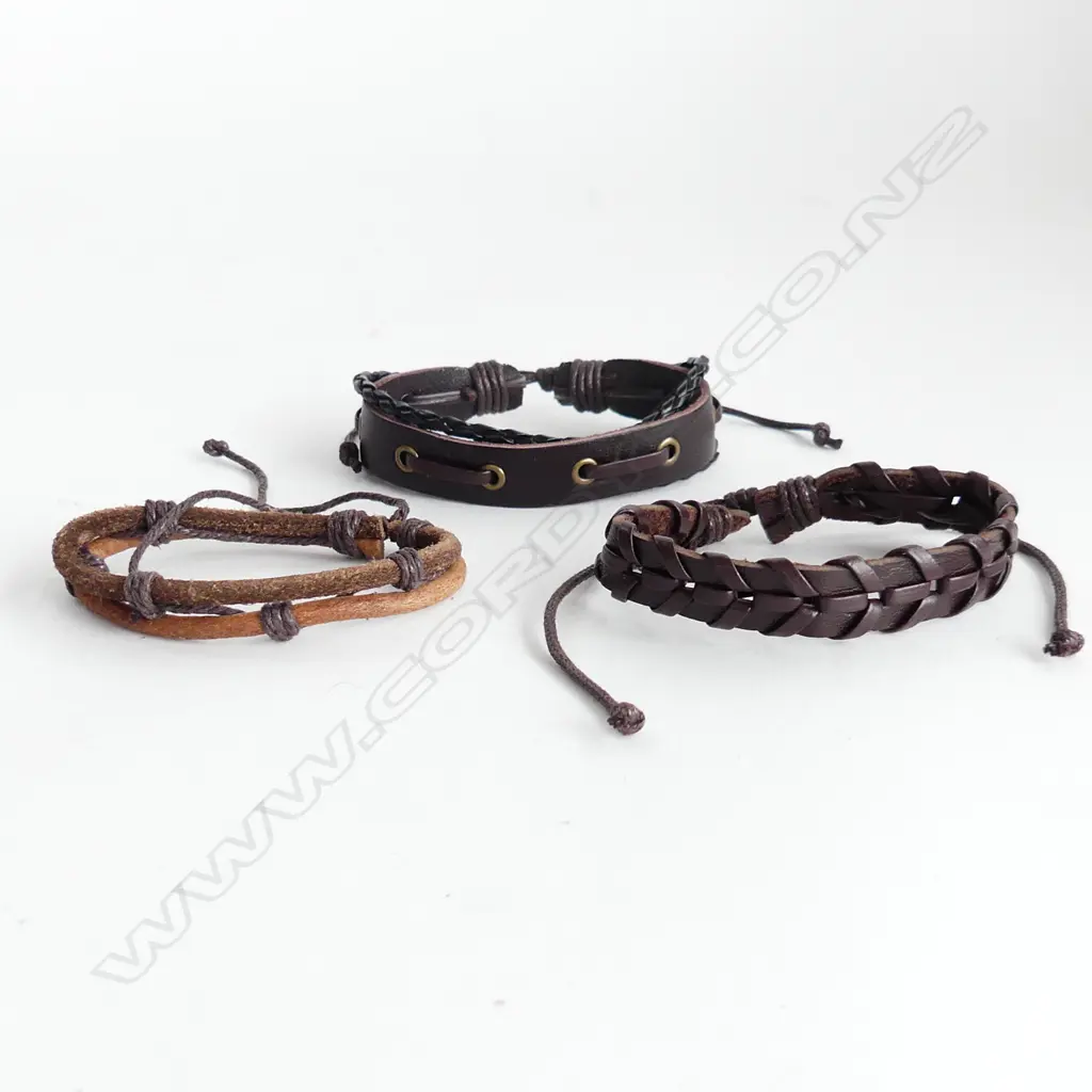 SET 3 HAND MADE BOHEMIAN STYLE LEATHER BRACELETS Image 1++