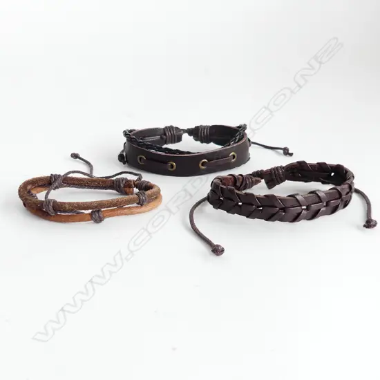 SET 3 HAND MADE BOHEMIAN STYLE LEATHER BRACELETS