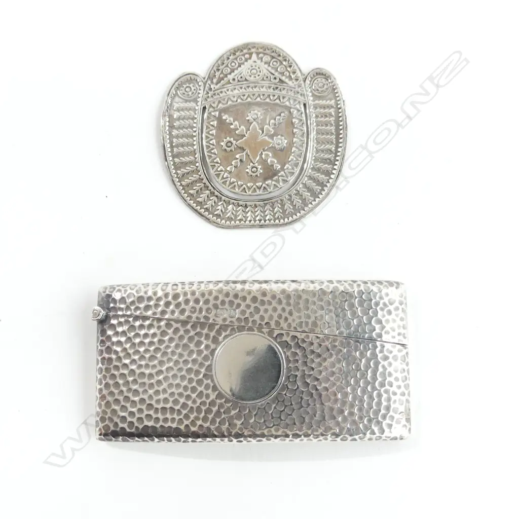 BEATEN STG SILVER CURVED CARD HOLDER, BIRM 1909, 40G + BOOK MARK CLIP  Image 1++