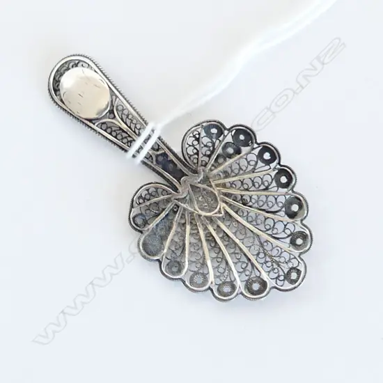 c1900 FILIGREE SILVER CADDY SPOON