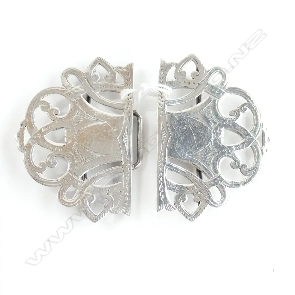 ORNATE STG SILVER 2PC BELT BUCKLE, BIRM. 1908, 30GMS Image 1++