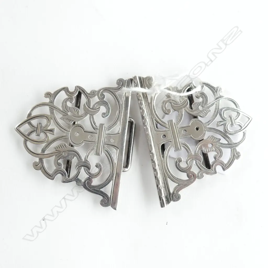 ORNATE STG SILVER 2 PC BELT BUCKLE, BIRM. 1907, 29GMS Image 1++