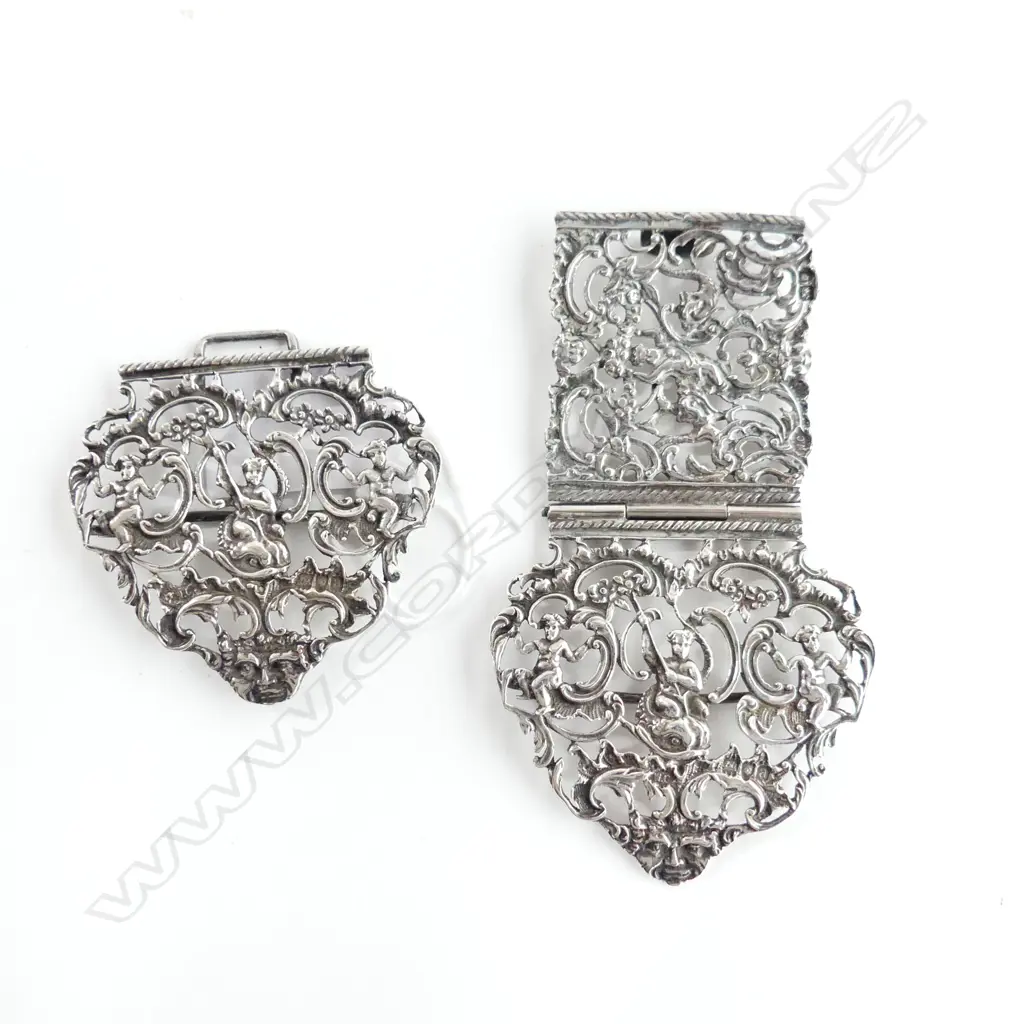 ORNATE STG SILVER 3 PC BUCKLE,  LONDON 1896, 85GMS Image 1++