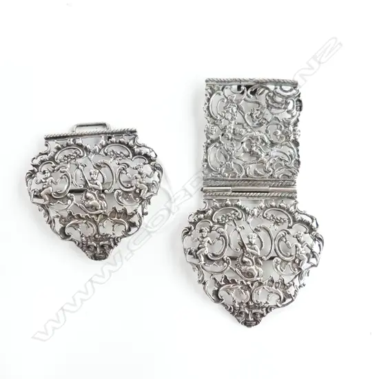 ORNATE STG SILVER 3 PC BUCKLE,  LONDON 1896, 85GMS