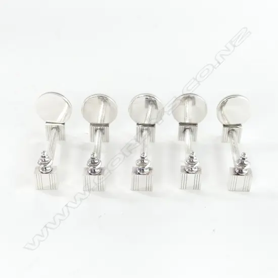 5 HEAVY SOUTH AMERICAN SILVER PLATE PLACE CARD HOLDERS 