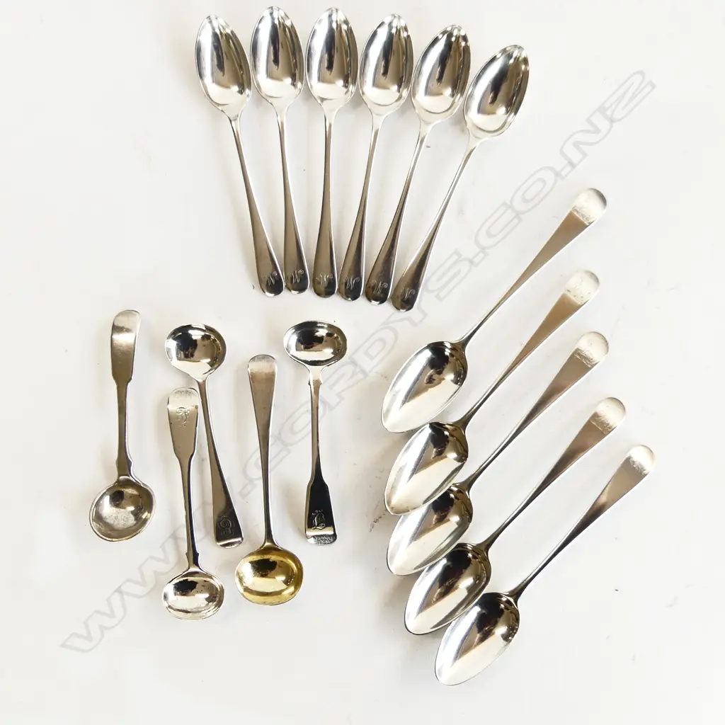 STG SILVER; SET 5 COFFEE SPOONS + SET 6 COFFEE SPOONS & 5 ASST MUSTARD SPOONS 199GMS Image 1++