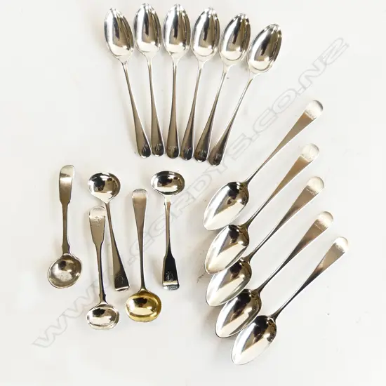 STG SILVER; SET 5 COFFEE SPOONS + SET 6 COFFEE SPOONS & 5 ASST MUSTARD SPOONS 199GMS