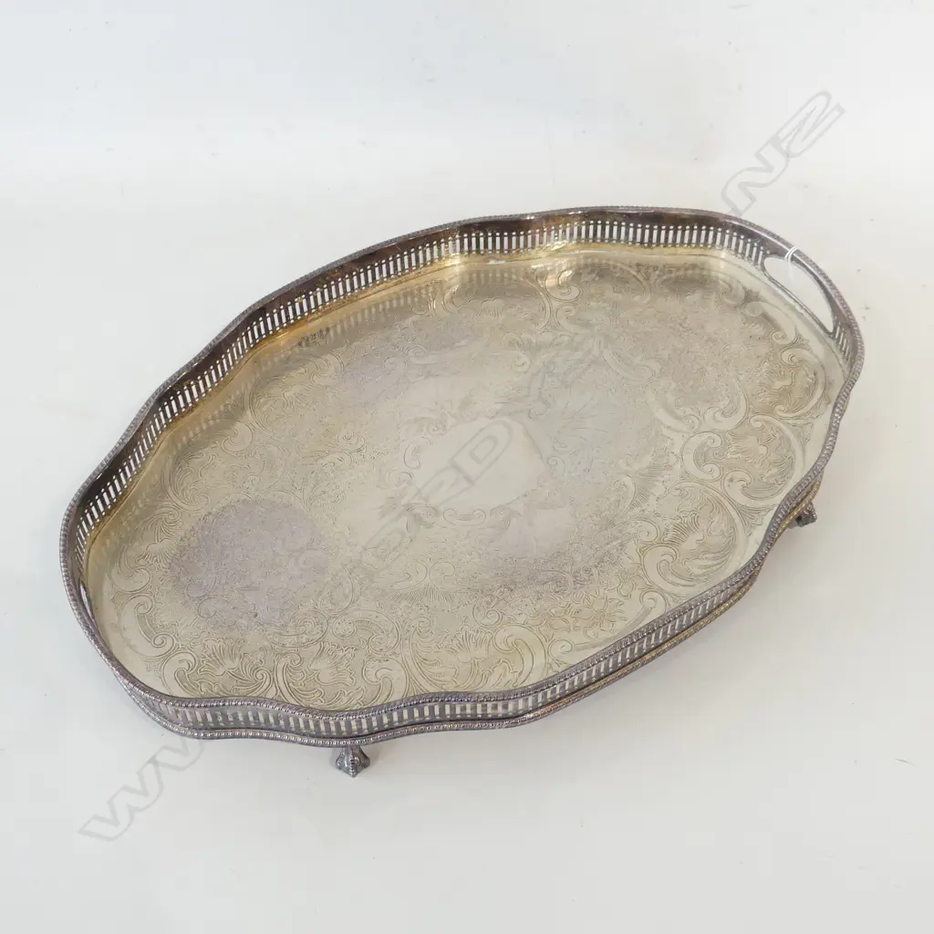LG SILVER PLATE FOOTED TRAY 460x310mm Image 1++