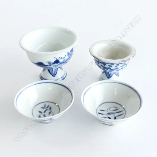 2 CHING STEM CUPS 80mm dia + 2 SMALL CUPS 70mm dia