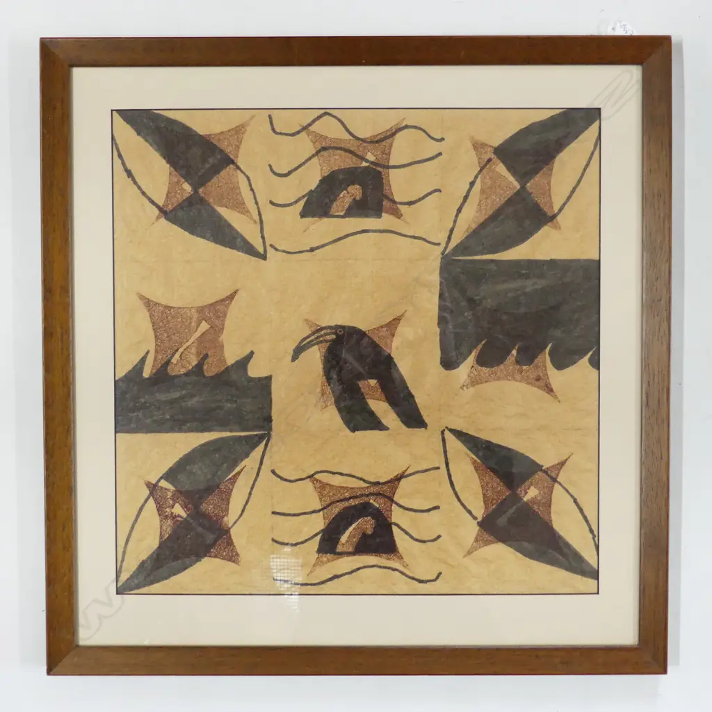 FRAMED TAPA CLOTH  400 X 400mm Image 1++
