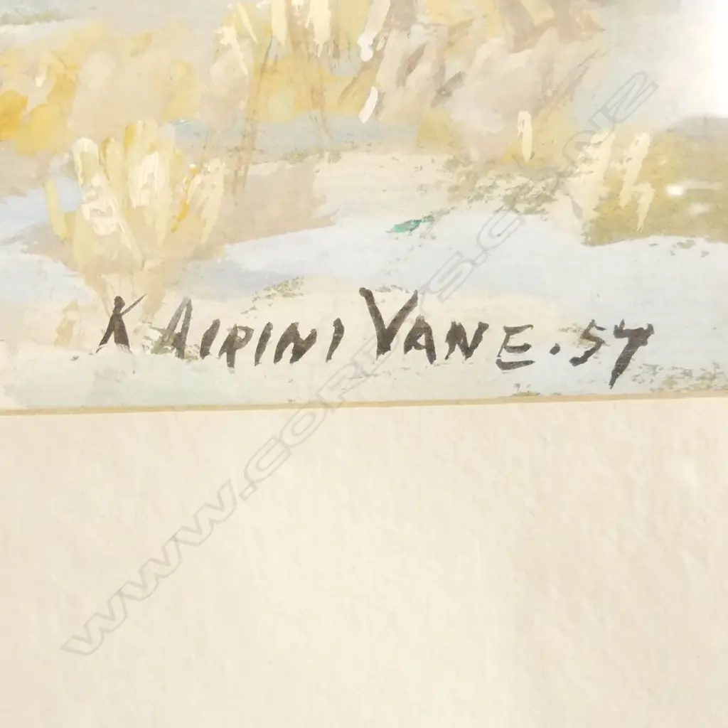 K AIRINI VANE 'MT EDWARDS FROM HERMITAGE SHRUBBERY' GOUACHE ON PAPER '57 265x430mm Image 1++