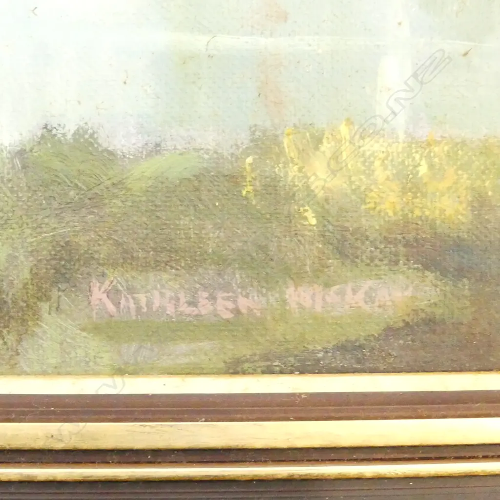 KATHLEEN MCKAY (NZ b.1913) 'NIXONS CREEK, WANGANUI' OIL ON BOARD 300x395mm Image 1++