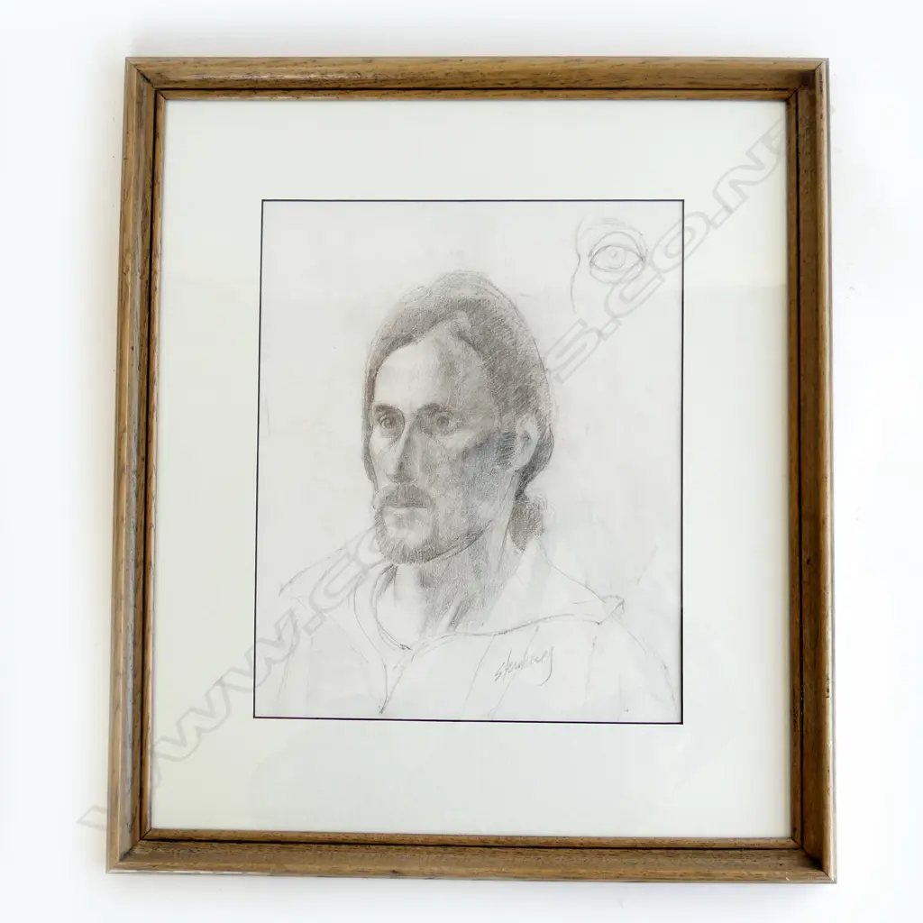 RON STENBERG HEAD STUDY SIGNED  PENCIL ON PAPER 450MM X 515MM Image 1++