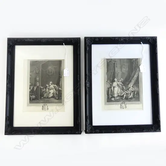 PR FRENCH ENGRAVINGS 'LE PETIT JOUR' & 'L'HEUREUX MOMENT' 240x190mm
