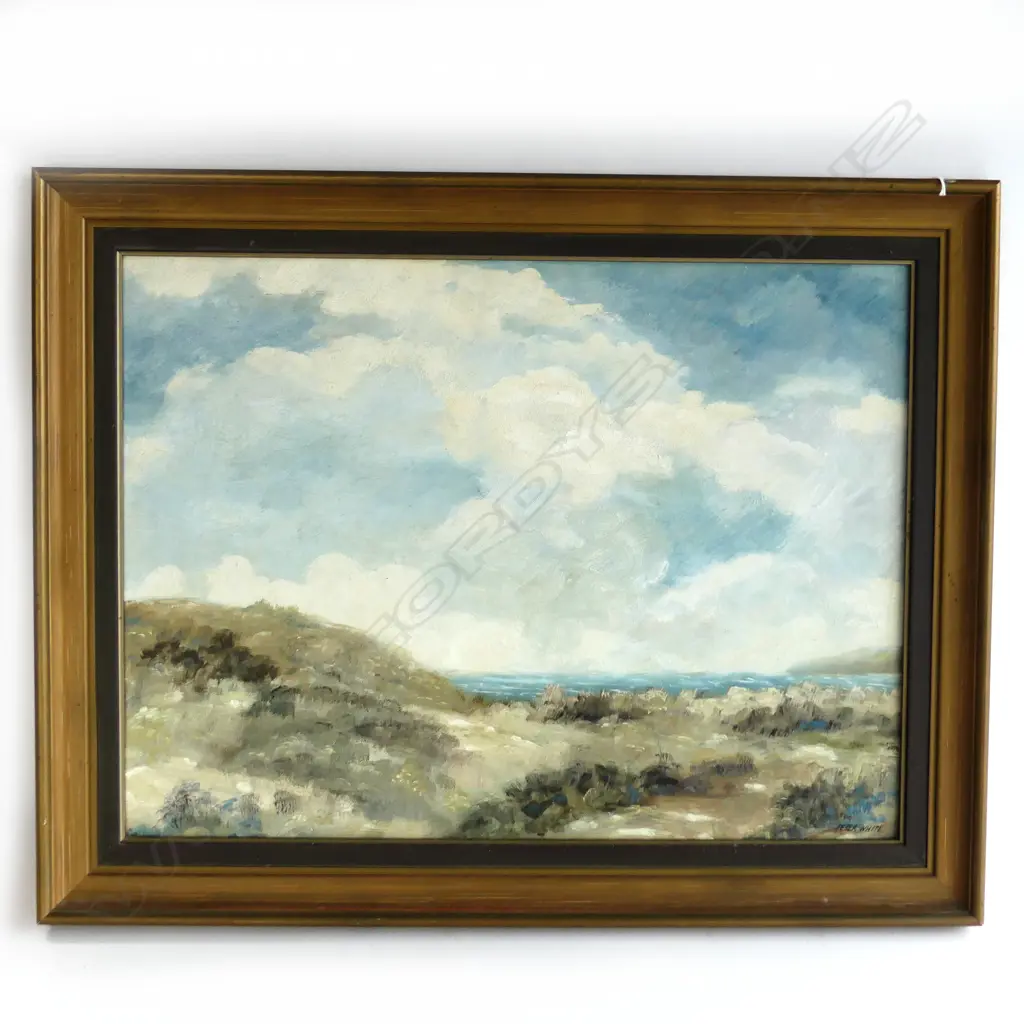 PETER WHITE (UK) COASTAL SCENE, OIL ON BOARD, SIGNED  440 X 595mm Image 1++